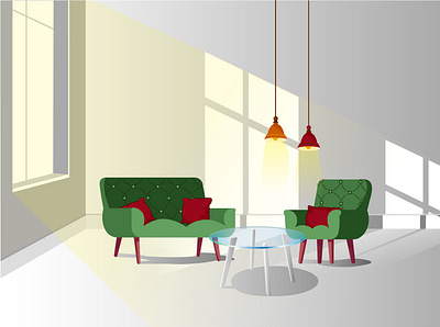 гостинная комната с агентом и креслом coffee table fixtures graphic design illustration interior sofa window