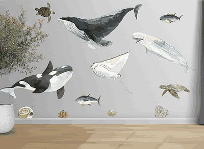 marine room design illustration vector