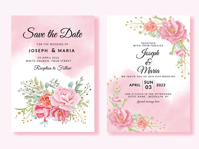 Wedding invitation cards with beautiful floral Vector branding ceremony design floral greeting illustration invitation party rose save the date vector wedding