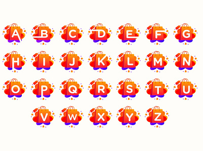 Letter set with love shopping bag icon branding design illustration vector