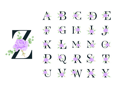 Beautiful 26 alphabet with Floral logo a to z alphabet beautiful botanical branding decoration flower graphic design illustration leaves letter logo logo luxury font vector
