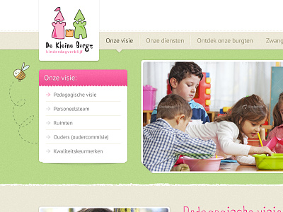 Daycare concept children daycare green kids pink website
