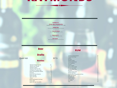 Menu Card design (my work)