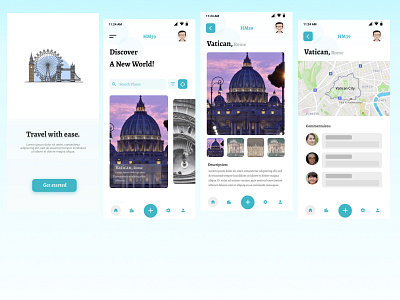Travel Mobile App Mockup app design europe figma frames italy map mobile app mobile design mockup rome travel vatican