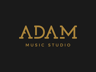 Adam Music Studio Logo adam black design gold logo modern music studio type typography