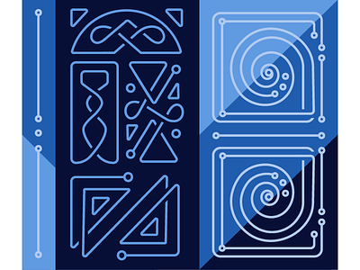 Modern Celtic Geometry Pattern blue celtic celtic weave geometric icon line art lines linework modern navy pattern