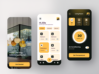 Smart House - mobile app UI/UX branding design graphic design house illustration logo mobile mobille motion graphics smart smarthouse ui ux vector