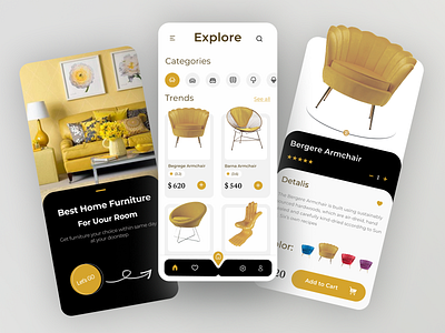 Furniture Mobile App 3d animation app branding design furnitura graphic design illustration logo mobile motion graphics ui ux vector