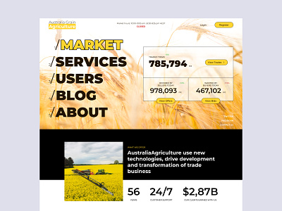 Agriculture trade home page grain hero landing page market trade ui uiux ux