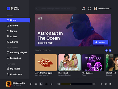 Day 18 - Music App Dashboard UI