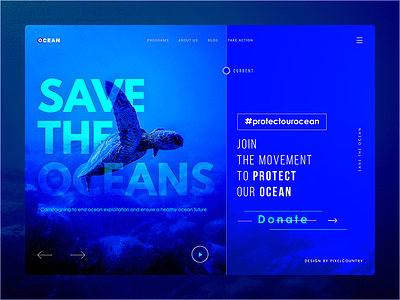 Save The Oceans - Website UI bluewebsite oceanwebsite organizationwebsite uiux userinterface websiteheader websiteinterface websiteui