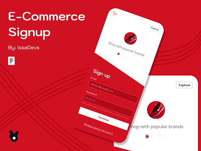 Signup page for an e-commerce app