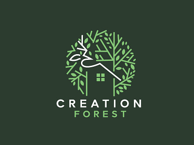 Creation Forest clean esolz green icon logo logo design tree house vector