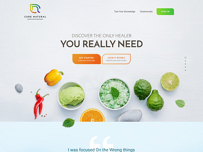 Cure Natural - Home Page branding clean cure design esolz esolzwebdesign food healer health natural personal professional simple typography ui web web 3.0 website website design yoga