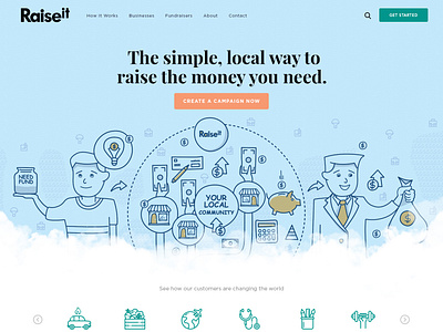 RaiseItFast - Home Page design branding clean design esolzwebdesign illustration invest local business logo design money money app non profit partner professional simple typography web web 3.0 website design