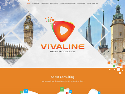 VivaLine - Home Page Design branding clean cloud cloud hosting consulting design digital stratergy esolzwebdesign icon illustration media production professional software solutions typography ui ux
