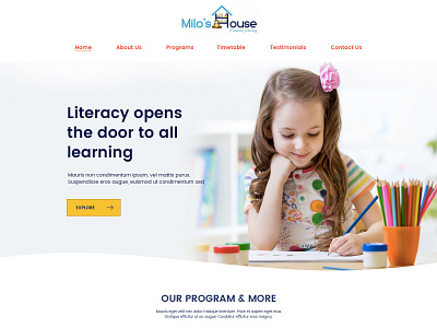Milo's House clean esolz esolzwebdesign kids landing page preschool webpage design website