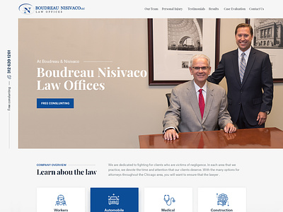 Boudreau Nisivaco LLC attorney branding esolz esolzwebdesign home page law firm testimonial website