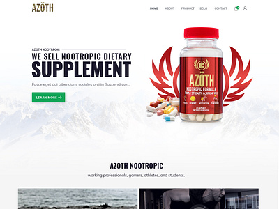 Azoth Nootropic esolz home page online store shop supplements webdesign