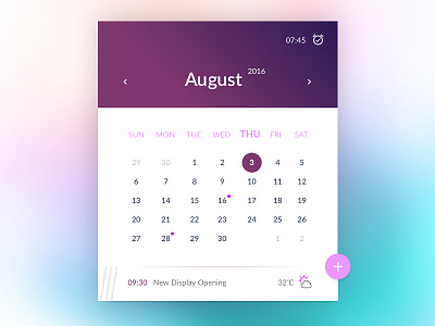 Calendar app appointment calendar date event interface month time weather forecast