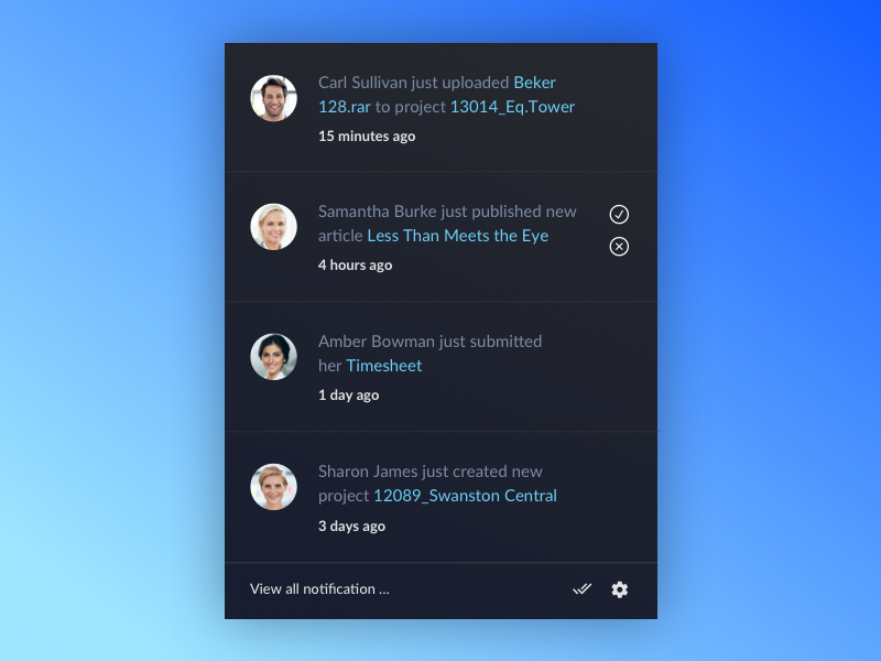 Notification Dropdown - Dark Theme by Nguyen Vinh Nam on Dribbble