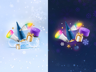 New Year 2022 Promo Concept banner blue bulb christmas dark mode design graphic design light light mode neon pink promo purple smarthome snow voice assistant yellow