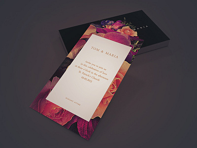 Wedding Set black cards decoration flowers gold invitation wedding