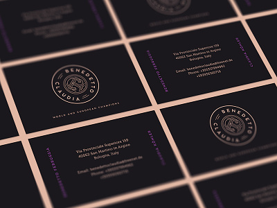 Benedetto and Claudia ballroom black business cards champions standart