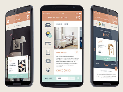 Mobile App screens app furniture icons mobile