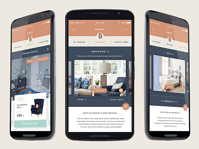 Mobile App Profile Screens app furniture icons mobile profile screen