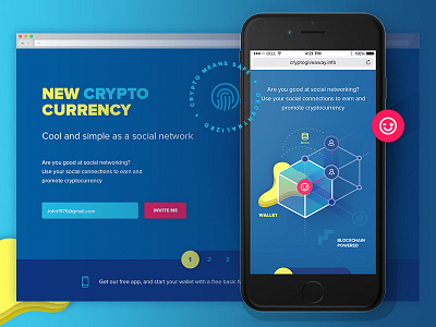 Cryptocurrency One Page Site, ver. 2.0 blockchain blue coins crypto currency ico money neon network social wallet