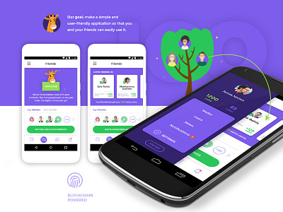 Cryptocurrency App, Presentation android blockchain bonus coins crypto currency green ico mobile money violet wallet