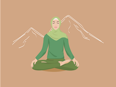 Yoga muslim girl in lotus position bodypositive design fit fitness freedom graphic design health healthy illustration mind poster power relax woman women yoga