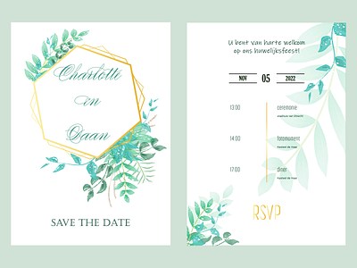 Wedding invitation card Rustic style bemine bride card country couple design eco graphic design green illustration invitation justmarried married nature rustic wedding