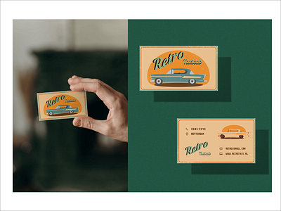 Business card in retro style. branding business card design graphic design illustration logo retro smallbusiness style taxi