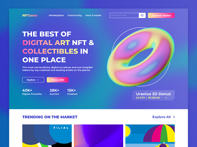 NFT Website Landing Page Design - NFTzone 3d crypto website figma nft website product design ui design user experience design user interface design ux design web design