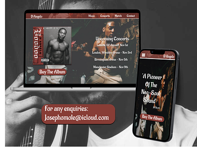 Mobile and Desktop Landing Page for Neo-Soul Artist: D'Angelo design desktop landing page mobile ui