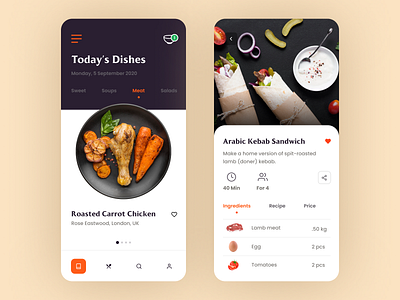 Mobile App - Daily Recipes app clean concept design illustration ios minimal ui user interface ux design