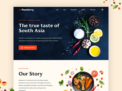 Restaurant - The Rapsberry branding colorful design food illustration restaurant restaurant website typography ui ui design web design website website design