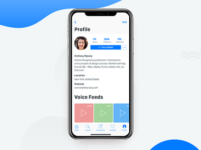 New iOS app for Voice Feed app design ios app ios app design ios design mobile app profile page social voice app voice feed