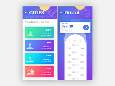 Exploration of Cities! Book your ticket. air ticket airplane app app concept booking app icon design illustration ios app concept app design ticket booking