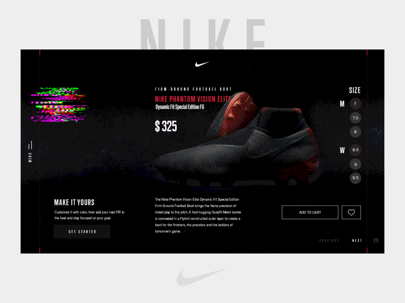 Design Concept: Nike Phantom Vision Elite design interaction design landing page landing page design motion animation motion design nike typography ui ui design ux ux design web design website design