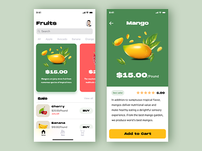 Fruit App app app design card design fruit app ios ios app design ios apps mobile ui ui design ux design