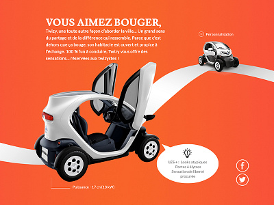 Site vitrine de voiture car electric electron free twizy webdesign