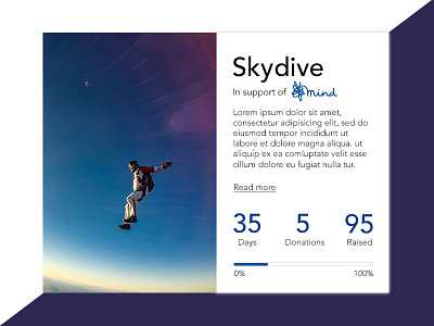 Daily Ui #32- Crowdfunding Campaign 032 campaign charity crowd funding crowdfunding skydive ui ui 032 ui 100