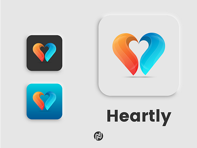 Glossy Heart Logo Design | Gradient Logo