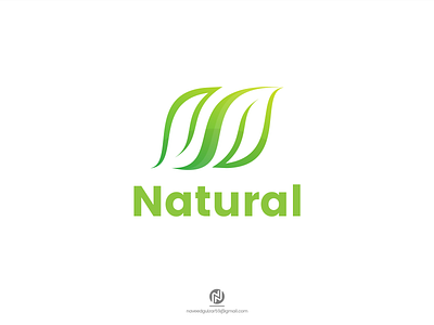 N + Leaves Combination Logo Design