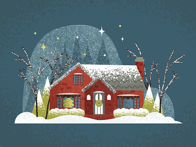 Cozy Christmas House chistmas christmas house gouche home house retrosupplyco snow snowflake snowy