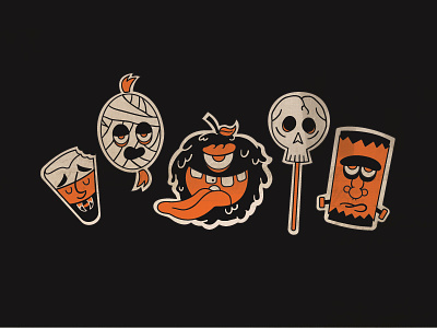 Spooky Stickers candy candy corn frankenstein halloween monster monsters mummy scull vampire vintage halloween