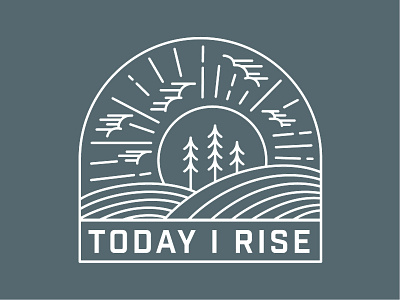 Today I Rise - Mug Design clouds crops forrest landscape line art lineart sun trees